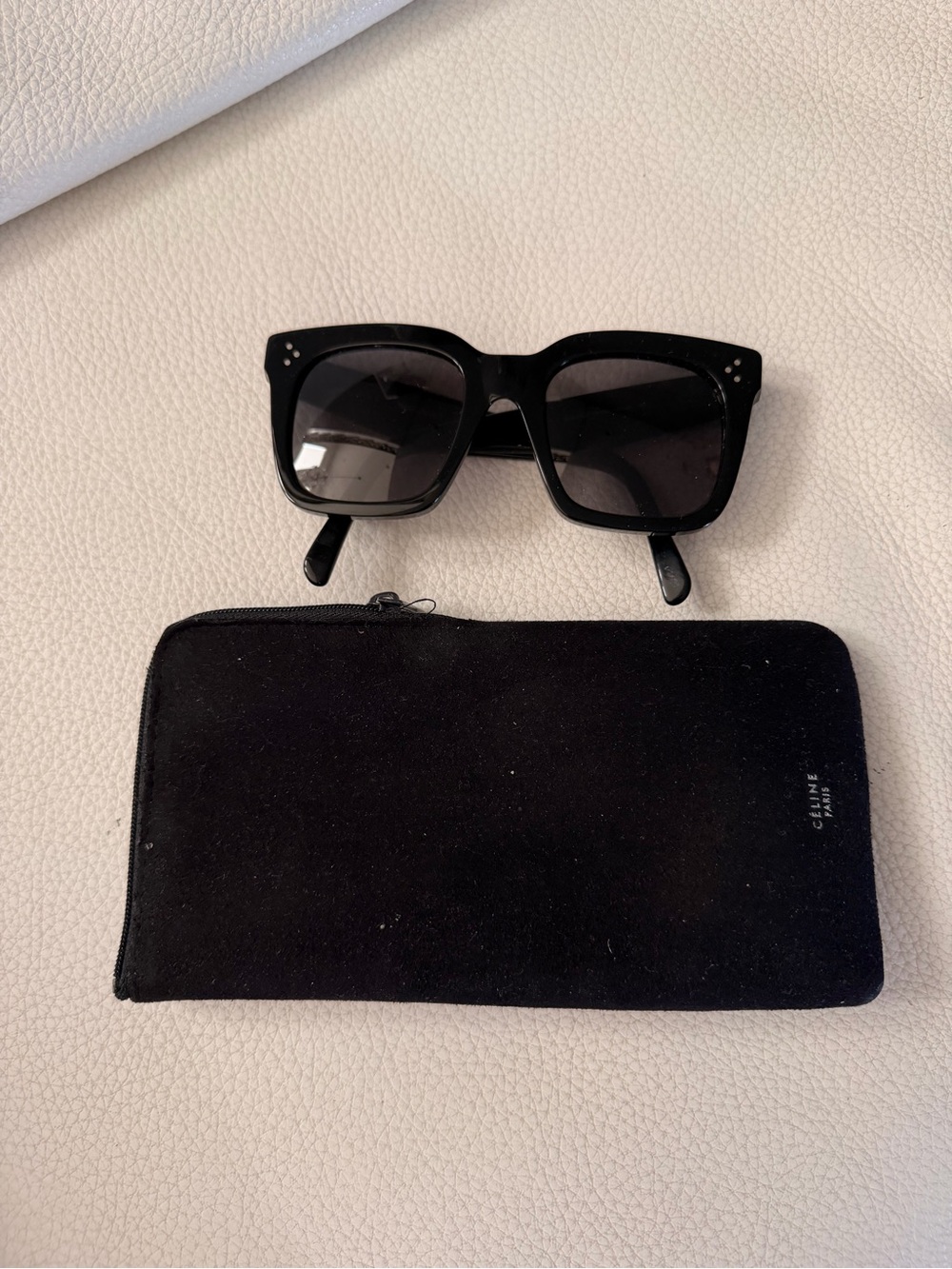 Celine Black Oversized Square Sunglasses with Black Zip Pouch